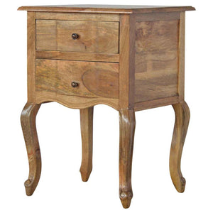 French Style Bedside Table | 2 Drawer Storage | Classic Bedroom Nightstand