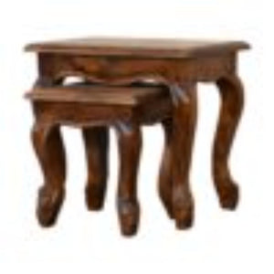 French-Style Chestnut Stool Set | Chestnut Finish | Coordinated Accent Seating
