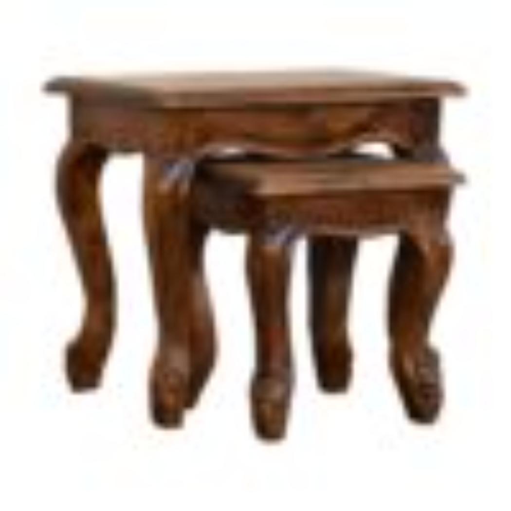 French-Style Chestnut Stool Set | Chestnut Finish | Coordinated Accent Seating