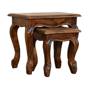 French-Style Chestnut Stool Set | Chestnut Finish | Coordinated Accent Seating