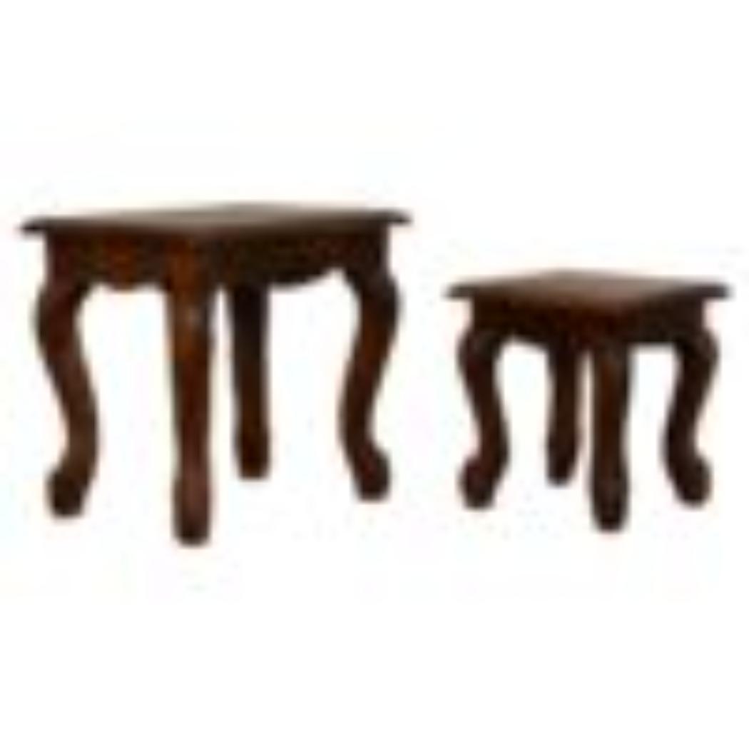 French-Style Chestnut Stool Set | Chestnut Finish | Coordinated Accent Seating
