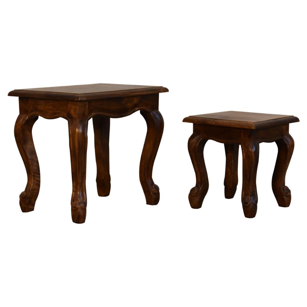 French-Style Chestnut Stool Set | Chestnut Finish | Coordinated Accent Seating