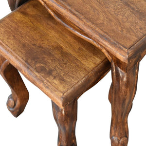 French-Style Chestnut Stool Set | Chestnut Finish | Coordinated Accent Seating