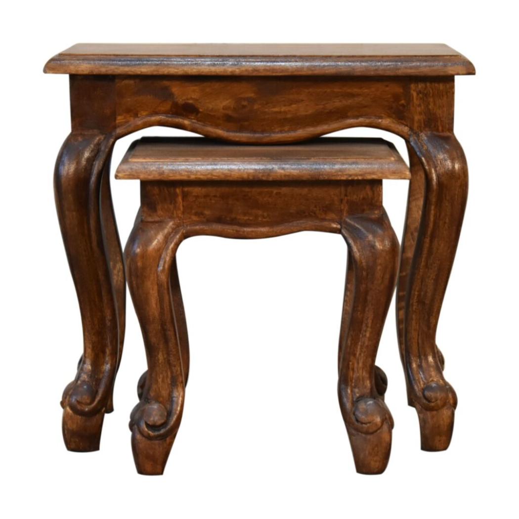 French-Style Chestnut Stool Set | Chestnut Finish | Coordinated Accent Seating