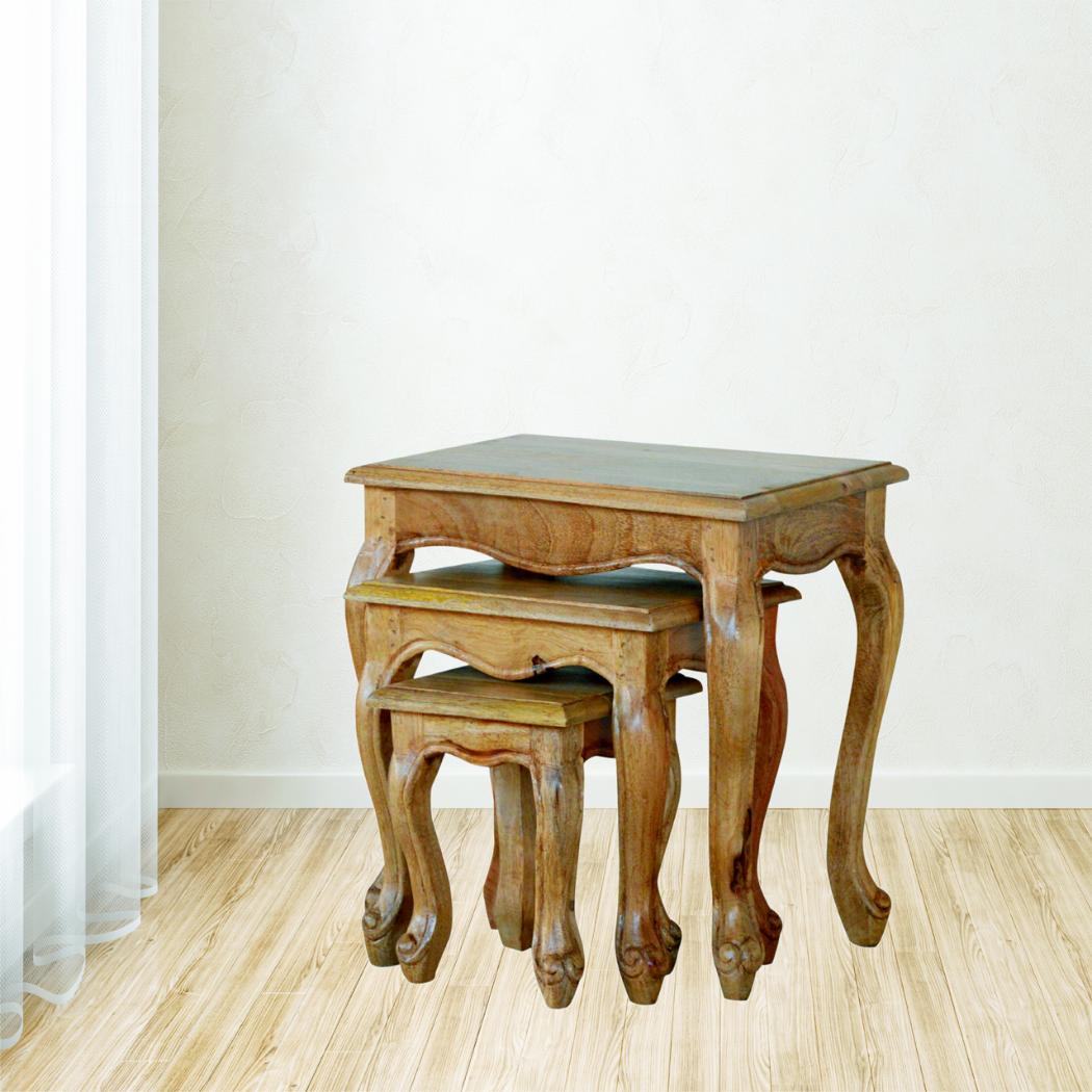 French Style Nesting Stools | Space-Saving Stool Set | Classic Accent Seating