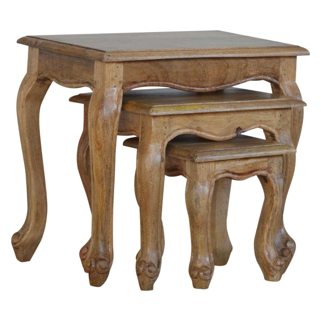 French Style Nesting Stools | Space-Saving Stool Set | Classic Accent Seating