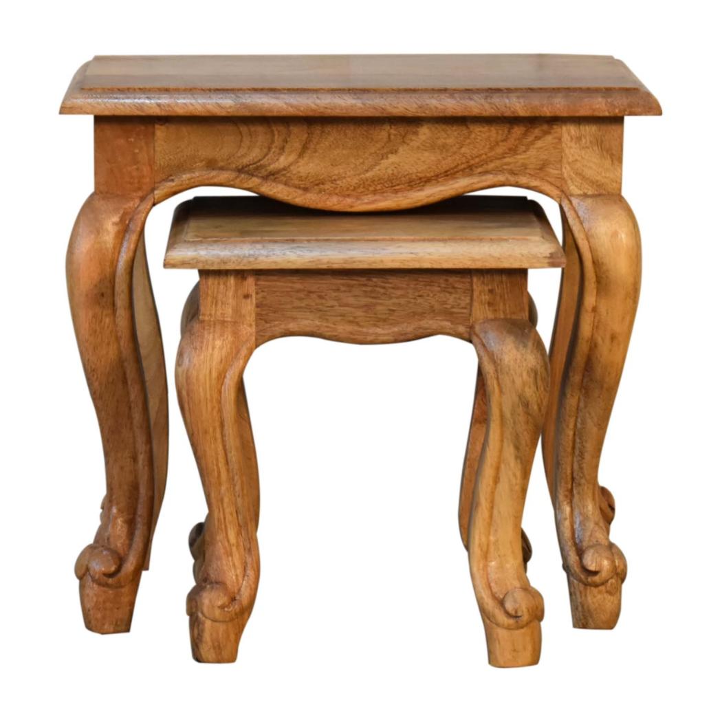 French-Style Stool Set | Oak-Inspired Finish | Coordinated Accent Seating