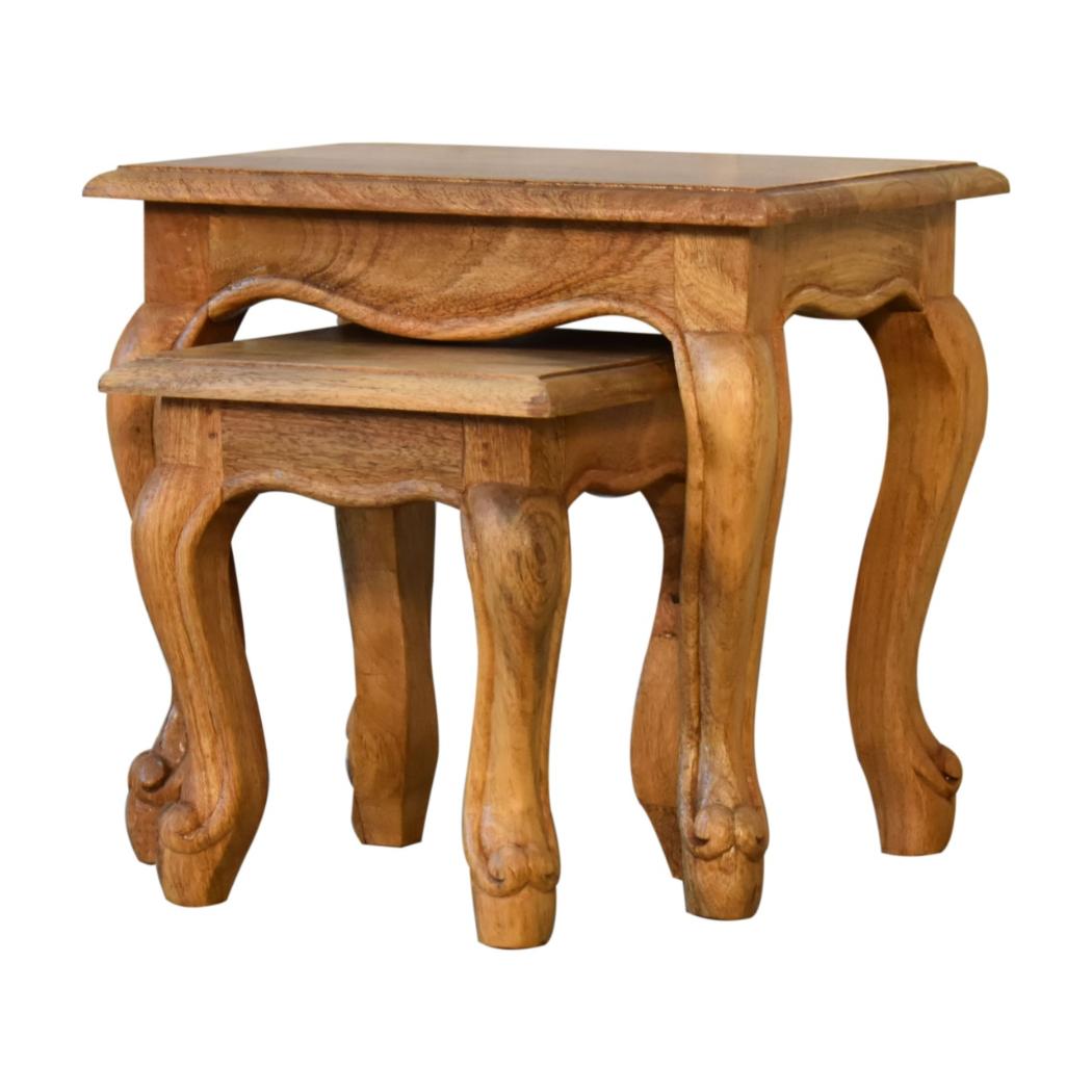 French-Style Stool Set | Oak-Inspired Finish | Coordinated Accent Seating