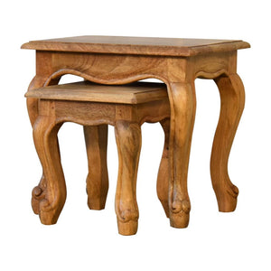 French-Style Stool Set | Oak-Inspired Finish | Coordinated Accent Seating