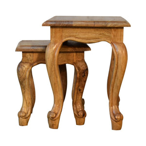 French-Style Stool Set | Oak-Inspired Finish | Coordinated Accent Seating