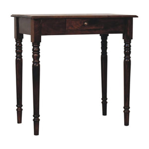 French Writing Desk | Solid Mango Wood | California Walnut Finish | 1 Drawer Home Office Desk