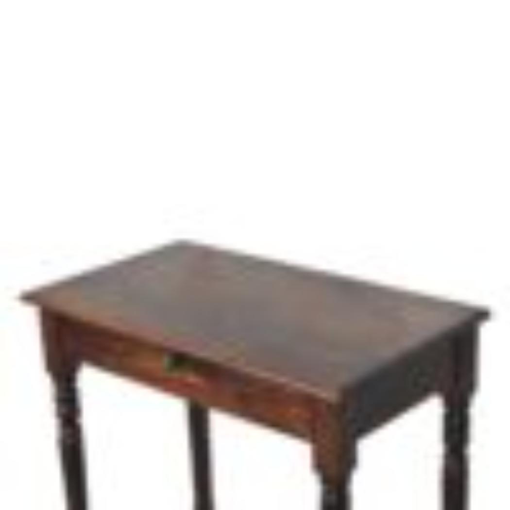 French Writing Desk | Solid Mango Wood | California Walnut Finish | 1 Drawer Home Office Desk