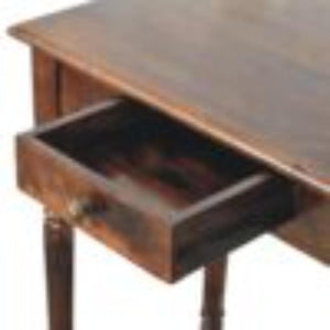 French Writing Desk | Solid Mango Wood | California Walnut Finish | 1 Drawer Home Office Desk