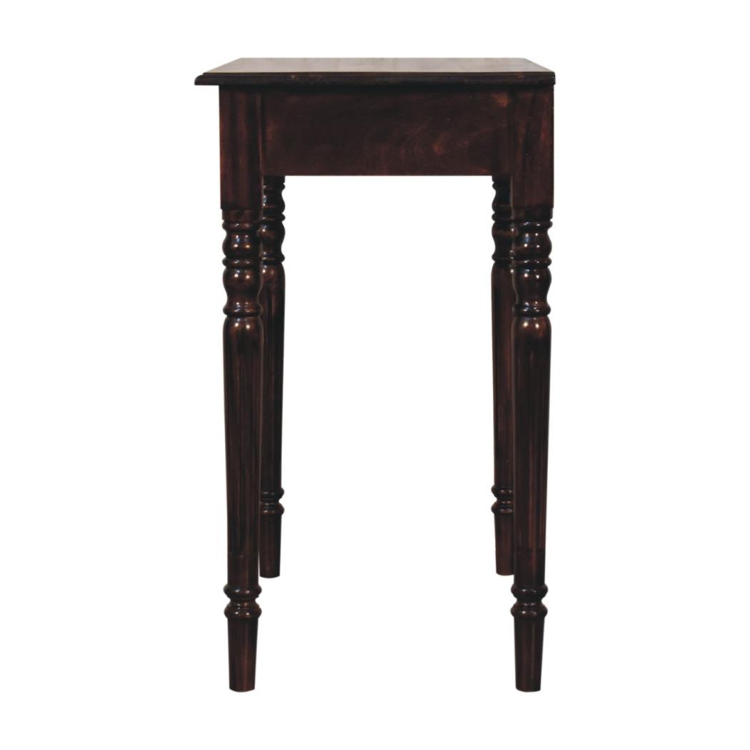 French Writing Desk | Solid Mango Wood | California Walnut Finish | 1 Drawer Home Office Desk
