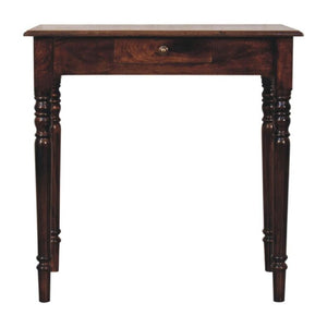 French Writing Desk | Solid Mango Wood | California Walnut Finish | 1 Drawer Home Office Desk