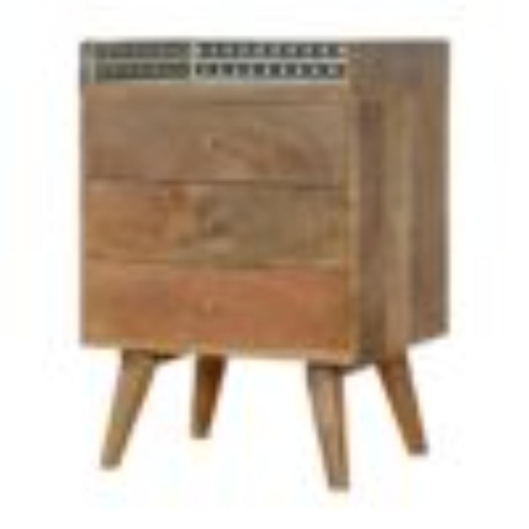 Gallery Back Bedside Table | Bone Inlay | Solid Mango Wood | Artisan Bedroom Storage