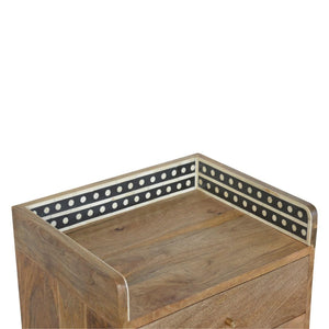 Gallery Back Bedside Table | Bone Inlay | Solid Mango Wood | Artisan Bedroom Storage
