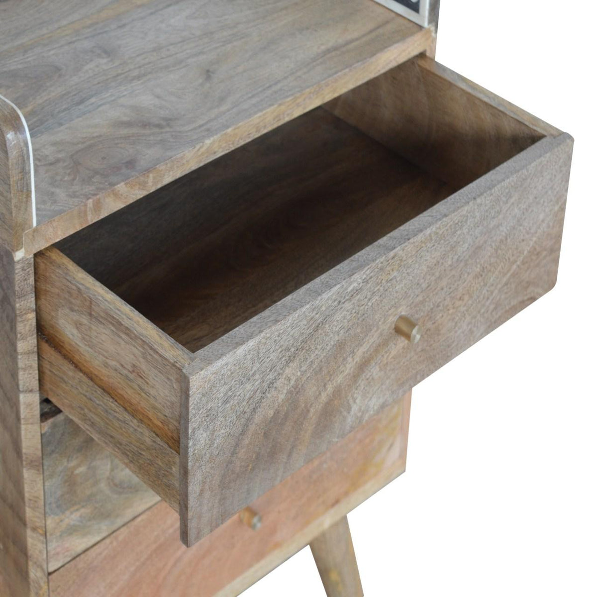 Gallery Back Bedside Table | Bone Inlay | Solid Mango Wood | Artisan Bedroom Storage