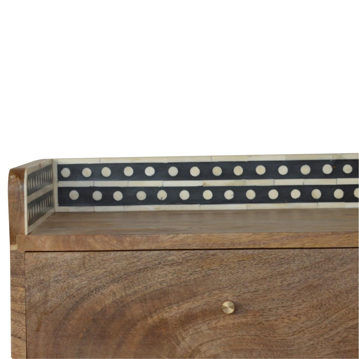 Gallery Back Bedside Table | Bone Inlay | Solid Mango Wood | Artisan Bedroom Storage