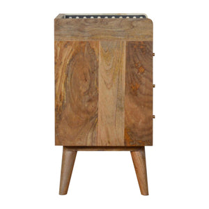 Gallery Back Bedside Table | Bone Inlay | Solid Mango Wood | Artisan Bedroom Storage