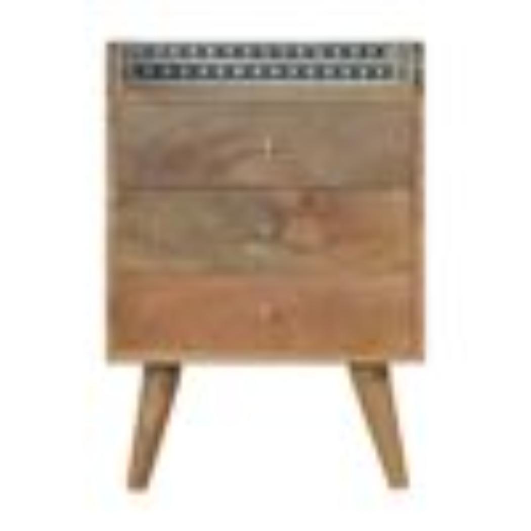 Gallery Back Bedside Table | Bone Inlay | Solid Mango Wood | Artisan Bedroom Storage