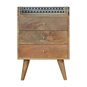 Gallery Back Bedside Table | Bone Inlay | Solid Mango Wood | Artisan Bedroom Storage