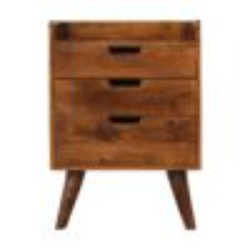 Gallery-Back Bedside Table | Chestnut Finish | Raised Edge Storage