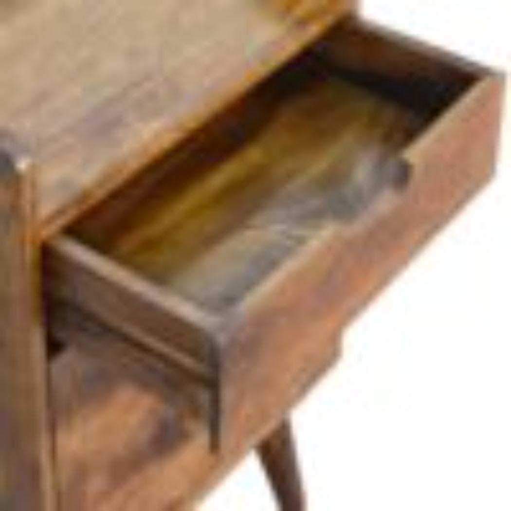 Gallery-Back Bedside Table | Chestnut Finish | Raised Edge Storage