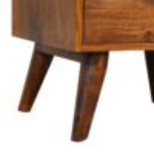 Gallery-Back Bedside Table | Chestnut Finish | Raised Edge Storage