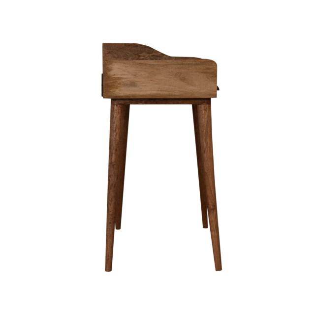 Gallery Back Cable Writing Desk | Solid Mango Wood | Oak Finish | 3 Drawers & 3 Slots