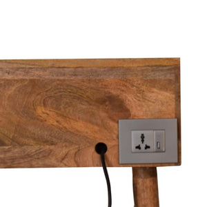 Gallery Back Cable Writing Desk | Solid Mango Wood | Oak Finish | 3 Drawers & 3 Slots