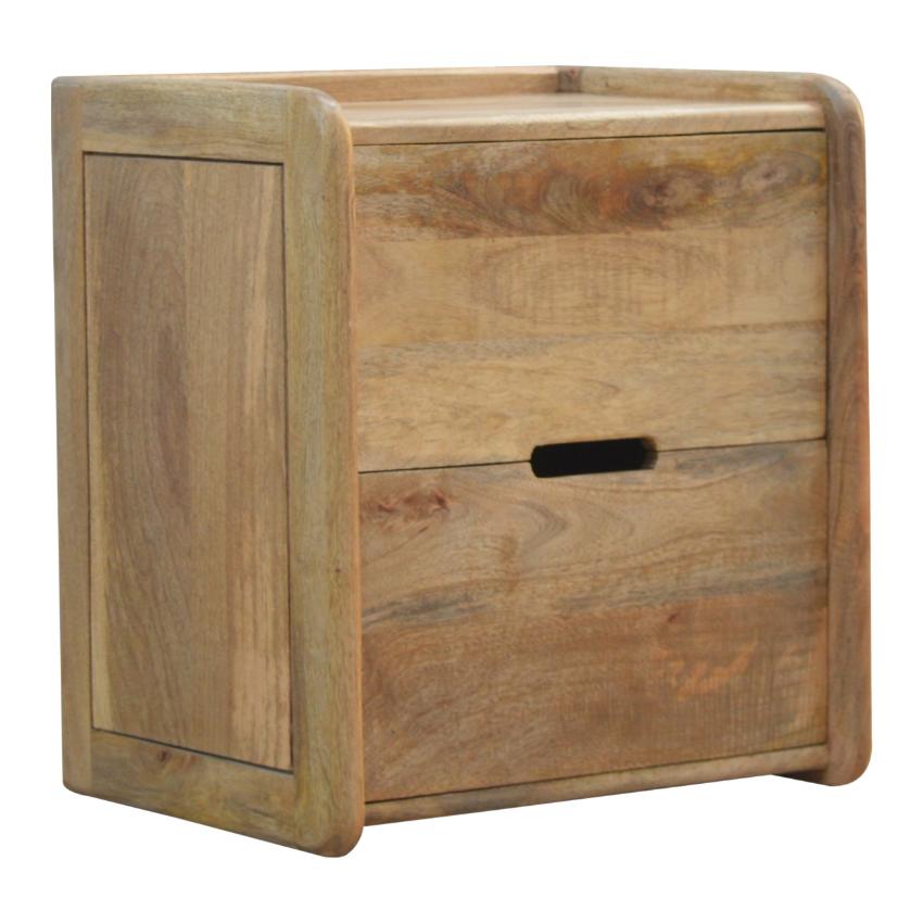Gallery Back Mango Wood Bedside Table | 2 Drawers