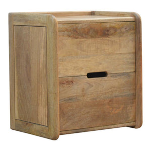 Gallery Back Mango Wood Bedside Table | 2 Drawers