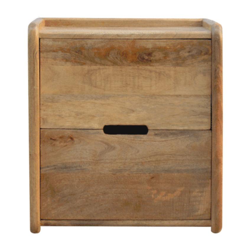 Gallery Back Mango Wood Bedside Table | 2 Drawers