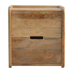 Gallery Back Mango Wood Bedside Table | 2 Drawers