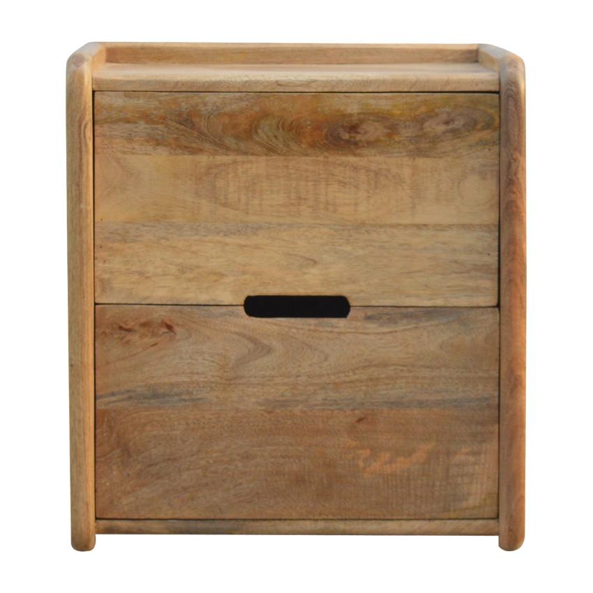 Gallery Back Mango Wood Bedside Table | 2 Drawers