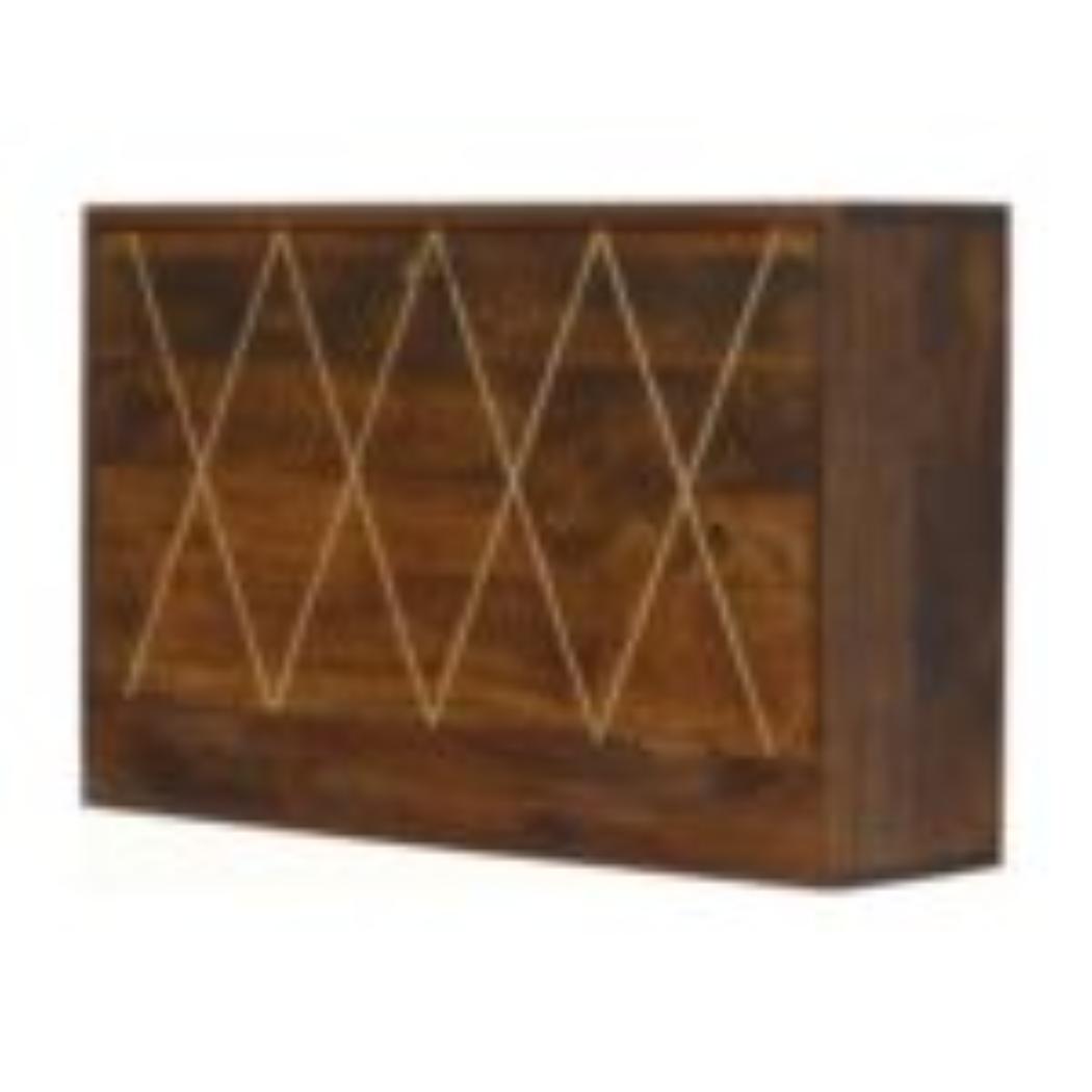 Geo Flip-Down Writing Desk | Solid Mango Wood | Brass Detail | Space-Saving Workspace