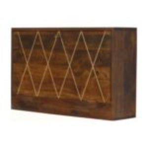 Geo Flip-Down Writing Desk | Solid Mango Wood | Brass Detail | Space-Saving Workspace