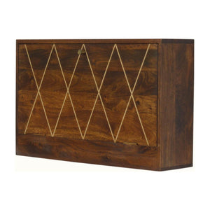 Geo Flip-Down Writing Desk | Solid Mango Wood | Brass Detail | Space-Saving Workspace