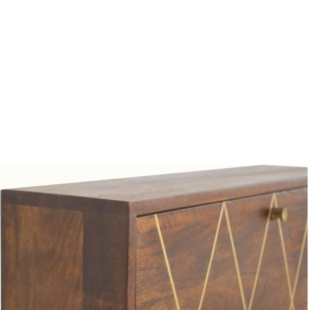 Geo Flip-Down Writing Desk | Solid Mango Wood | Brass Detail | Space-Saving Workspace