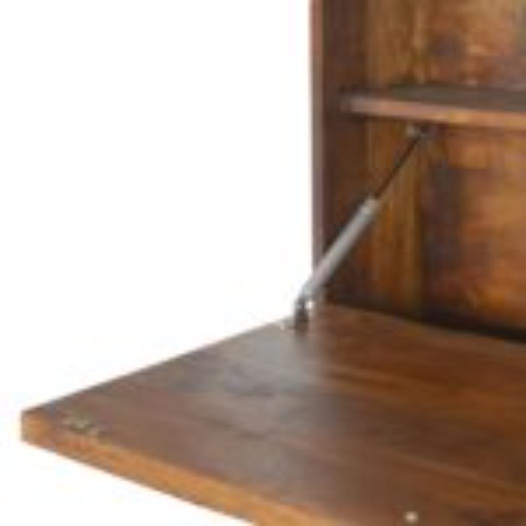 Geo Flip-Down Writing Desk | Solid Mango Wood | Brass Detail | Space-Saving Workspace