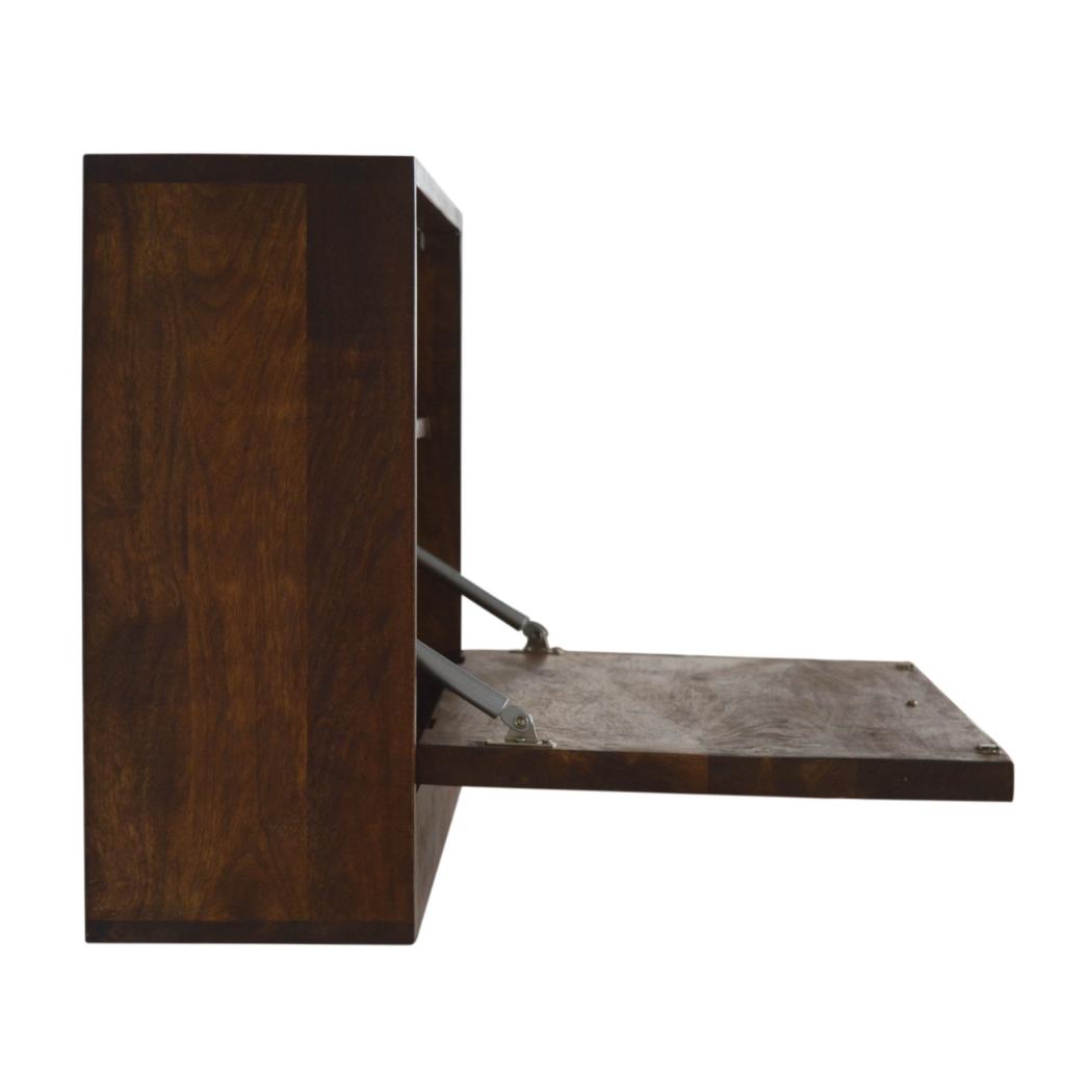 Geo Flip-Down Writing Desk | Solid Mango Wood | Brass Detail | Space-Saving Workspace