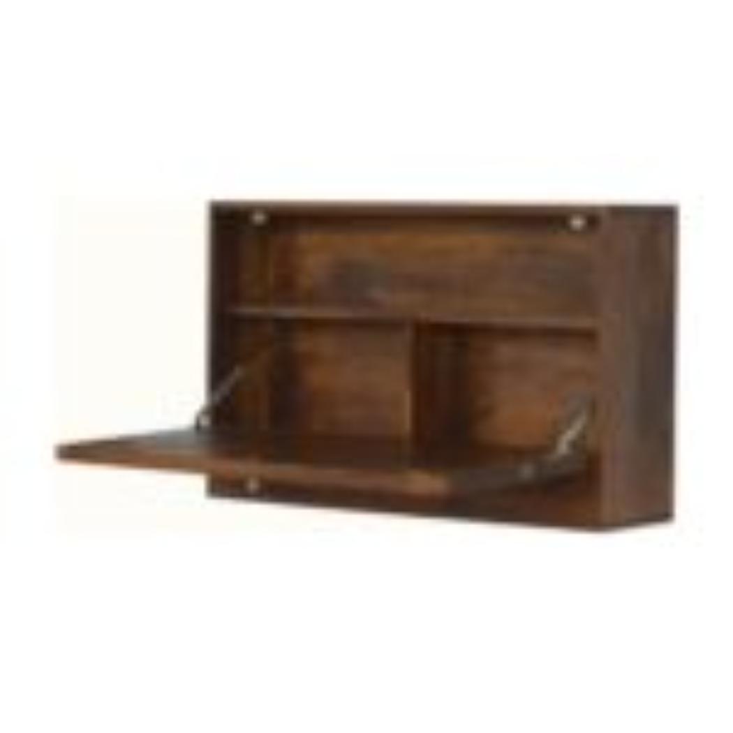 Geo Flip-Down Writing Desk | Solid Mango Wood | Brass Detail | Space-Saving Workspace