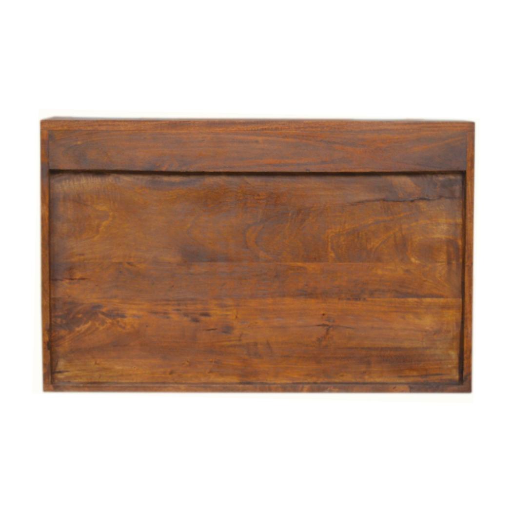 Geo Flip-Down Writing Desk | Solid Mango Wood | Brass Detail | Space-Saving Workspace