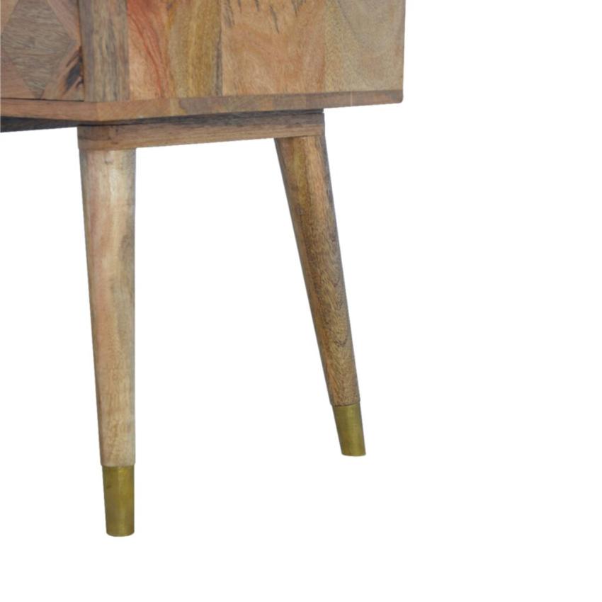 Geometric Brass Bedside Table | 1 Drawer | Solid Mango Wood