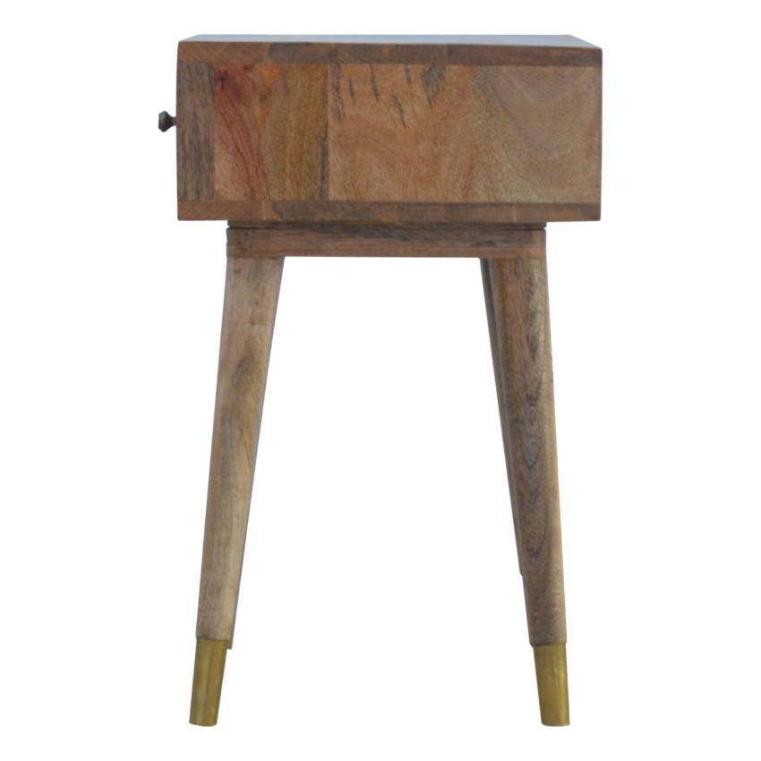 Geometric Brass Bedside Table | 1 Drawer | Solid Mango Wood