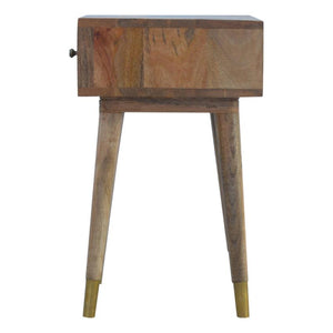 Geometric Brass Bedside Table | 1 Drawer | Solid Mango Wood