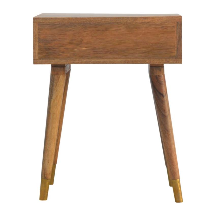 Geometric Brass Bedside Table | 1 Drawer | Solid Mango Wood