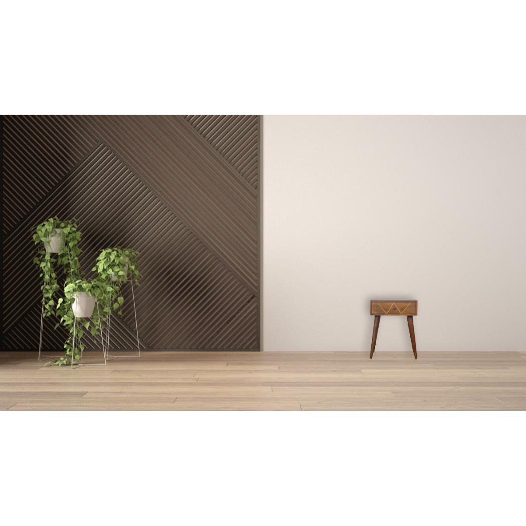 Geometric Brass Inlay Bedside Table | Distinctive Detail | Versatile Home Furniture