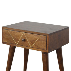 Geometric Brass Inlay Bedside Table | Distinctive Detail | Versatile Home Furniture